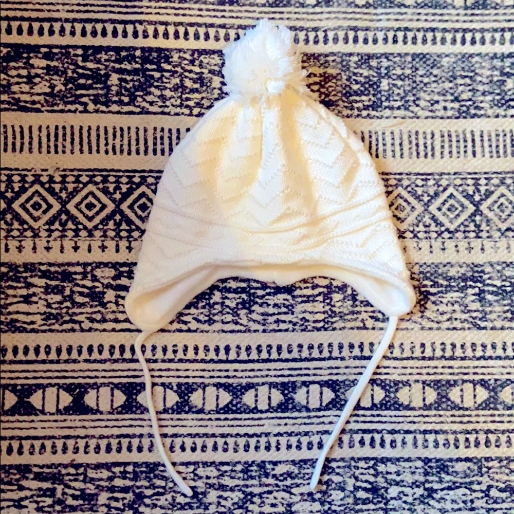 Cream White Cable Knit Girls Winter Hat 12 Months